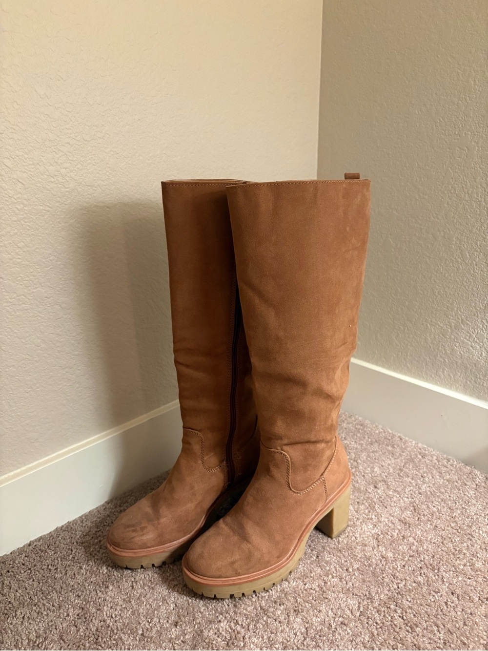 Target Brown Faux Suede 3inch Block Heel Boots